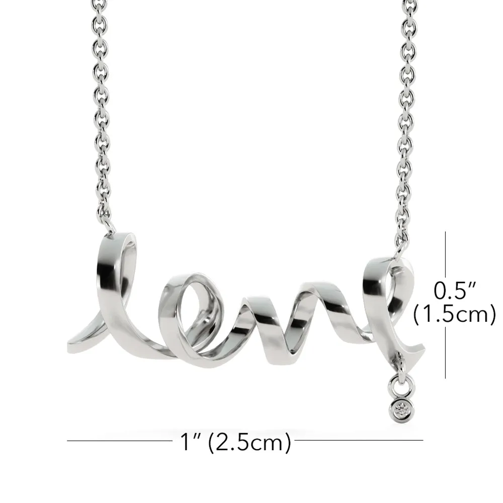 Gifts For Mom Scripted LOVE Necklace With Adorable I Love You Message Card