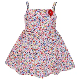 Girls Floral Printed A-line Strap neck dress