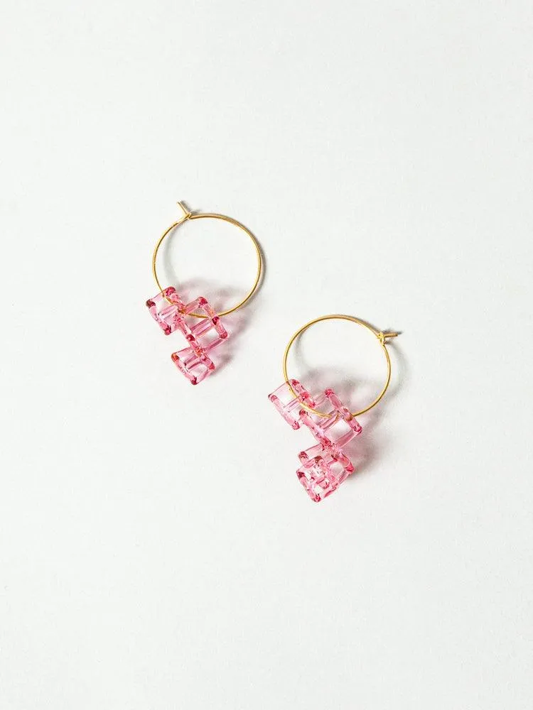 Glass Hoop Earrings - Salt