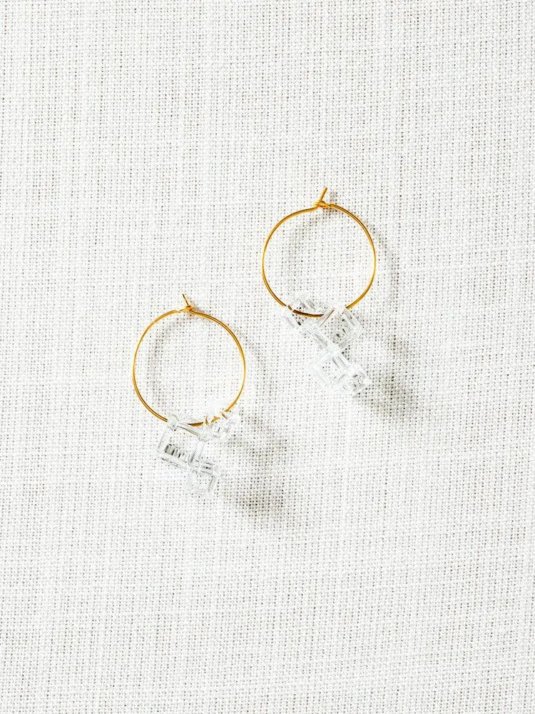 Glass Hoop Earrings - Salt