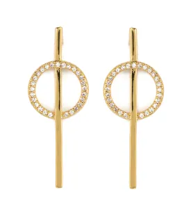 Gold Circle with Line Earrings