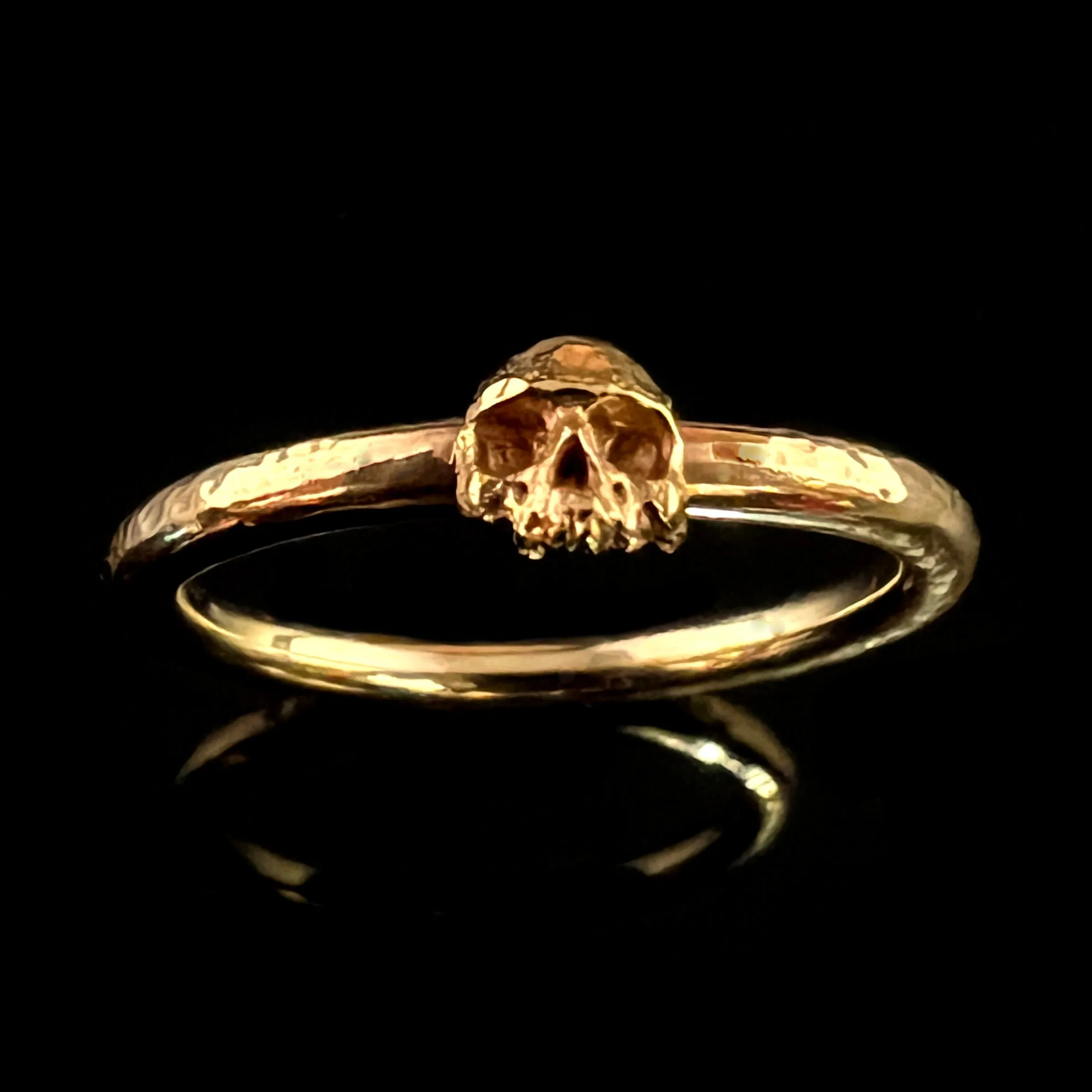 Gold Mini Skull Stacker Ring