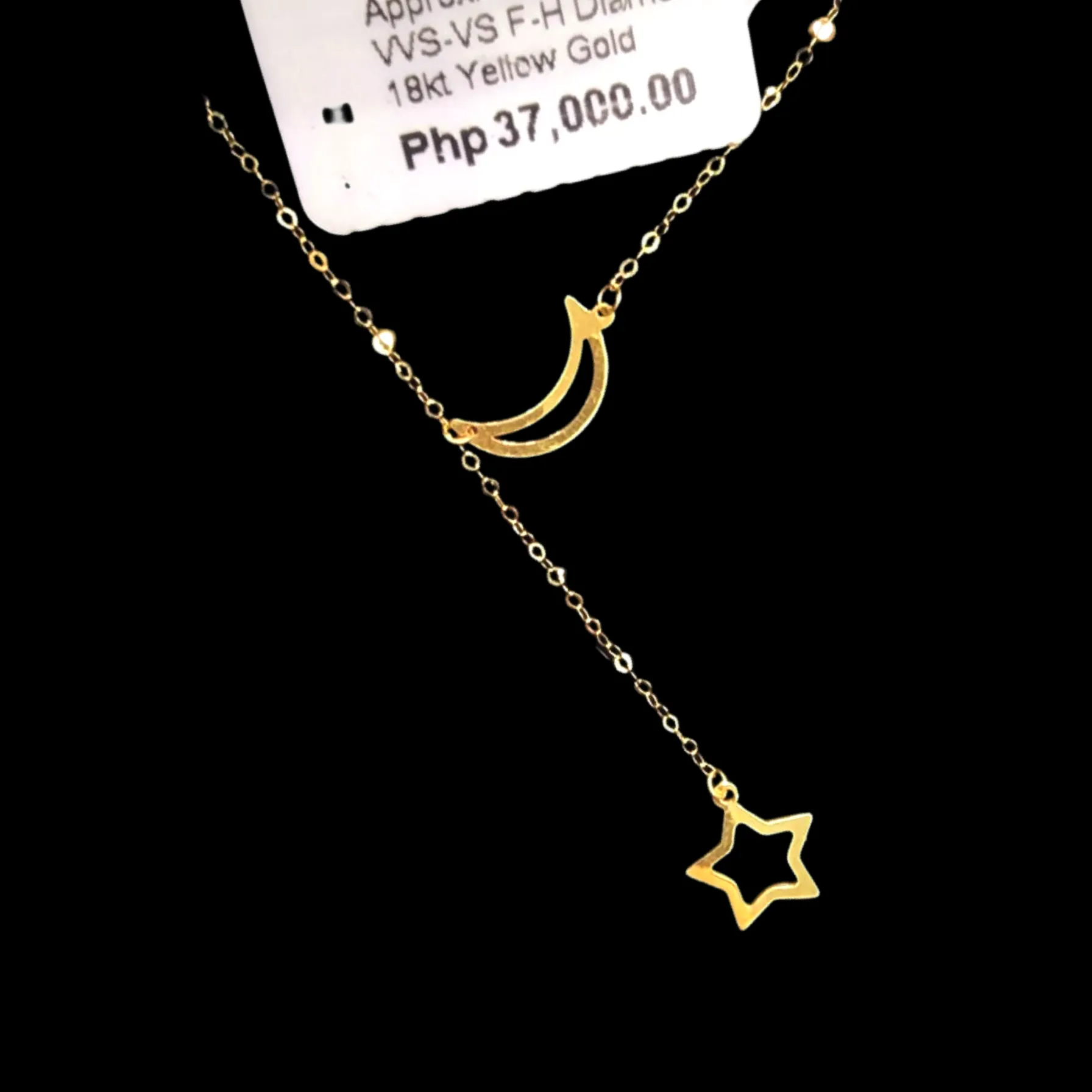 #GOLD2024| 18K Golden Moon & Star Drop Necklace 16-18”