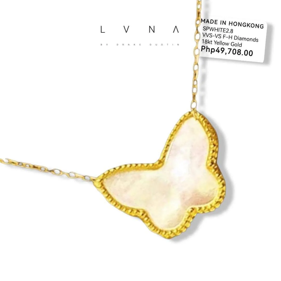 #GOLD2024 | 18K Golden Mother of Pearl Butterfly Centered Necklace