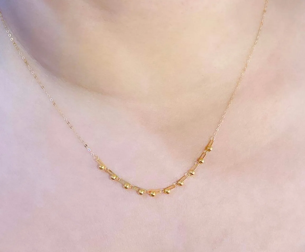 #GOLD2024| 18K Golden Paperclip Balls Necklace 18"