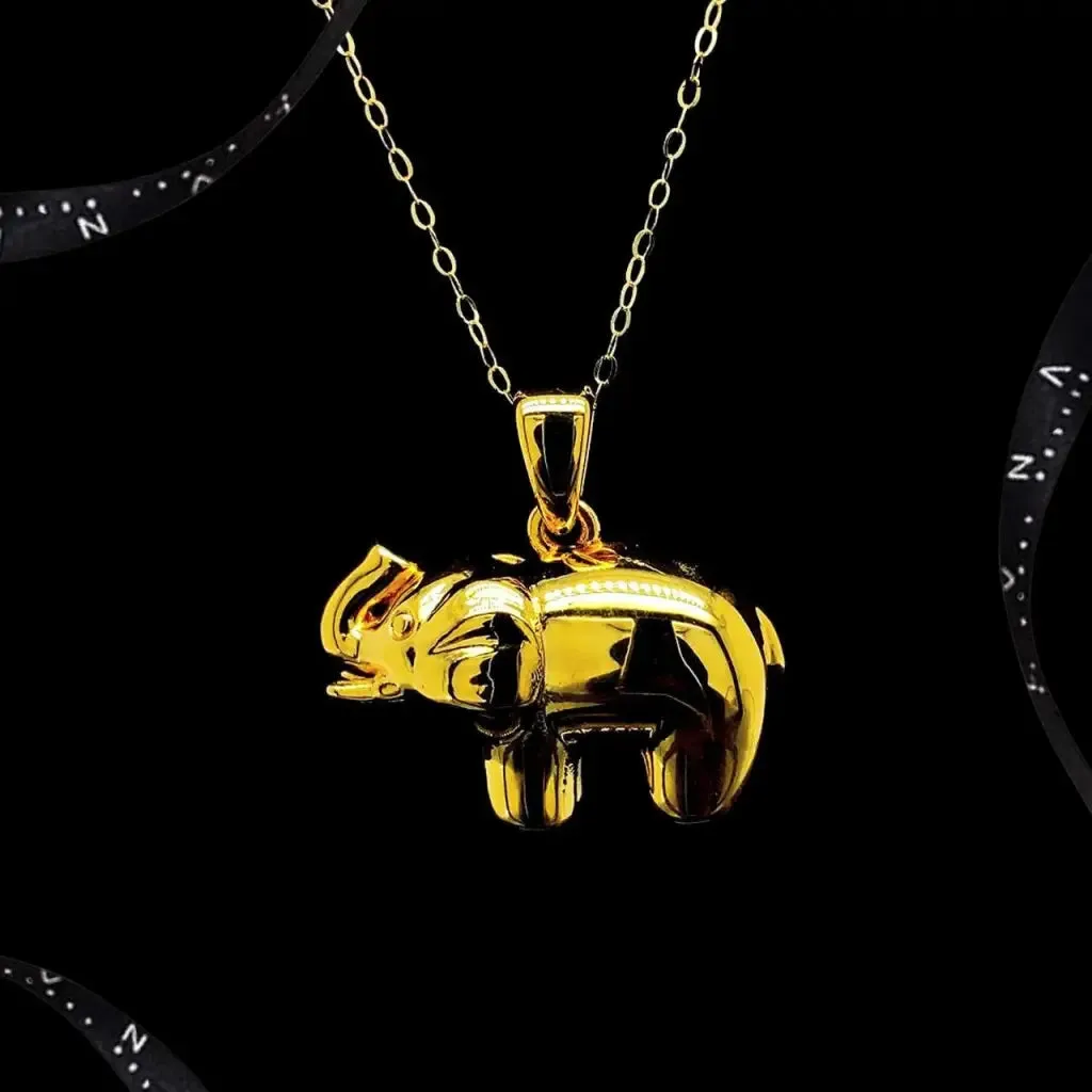 #GOLD2024 | Golden Large Lucky Elephant Necklace 18kt