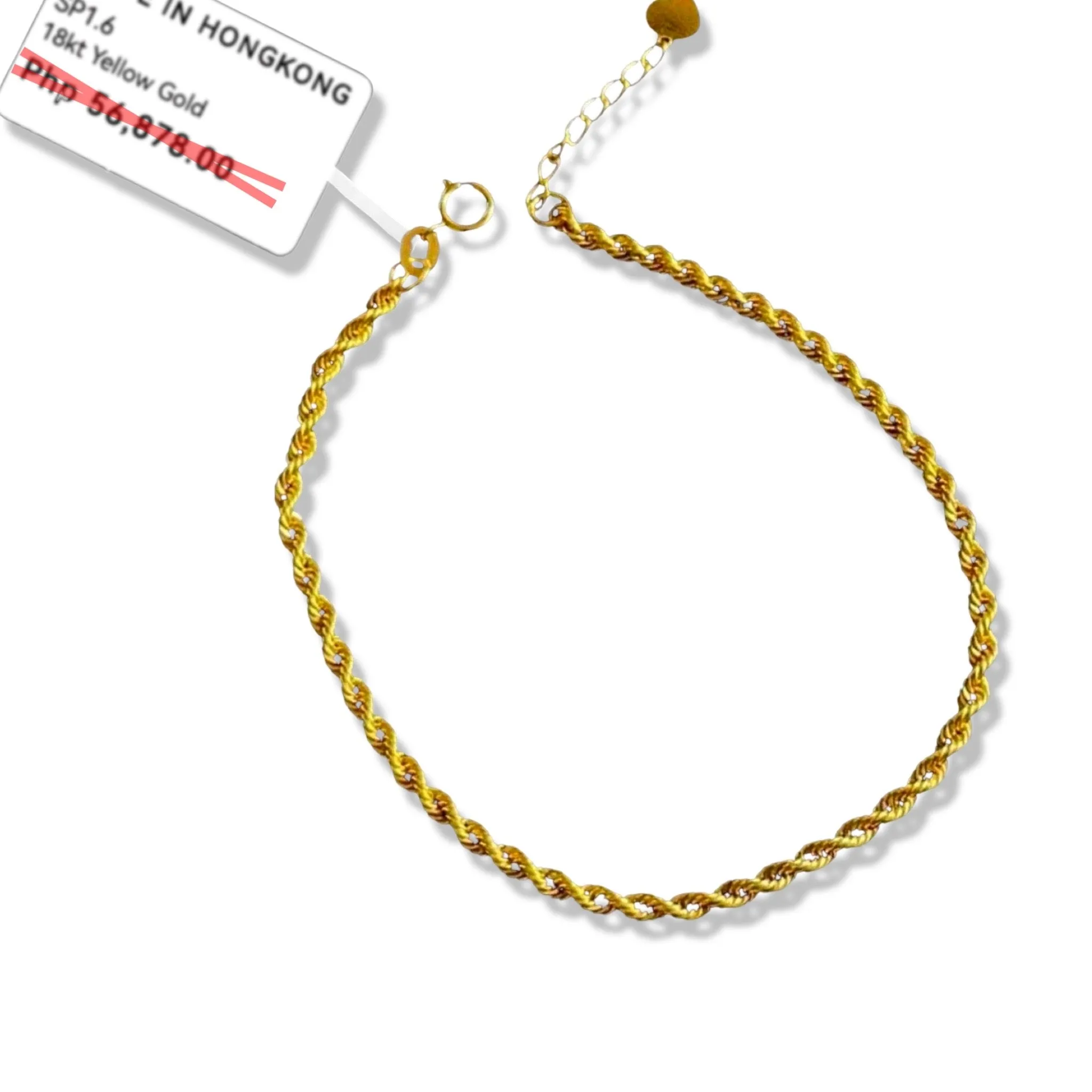 #GOLD2024 | Unisex Golden Rope Chain Bracelet 18kt 7”- 7.5”