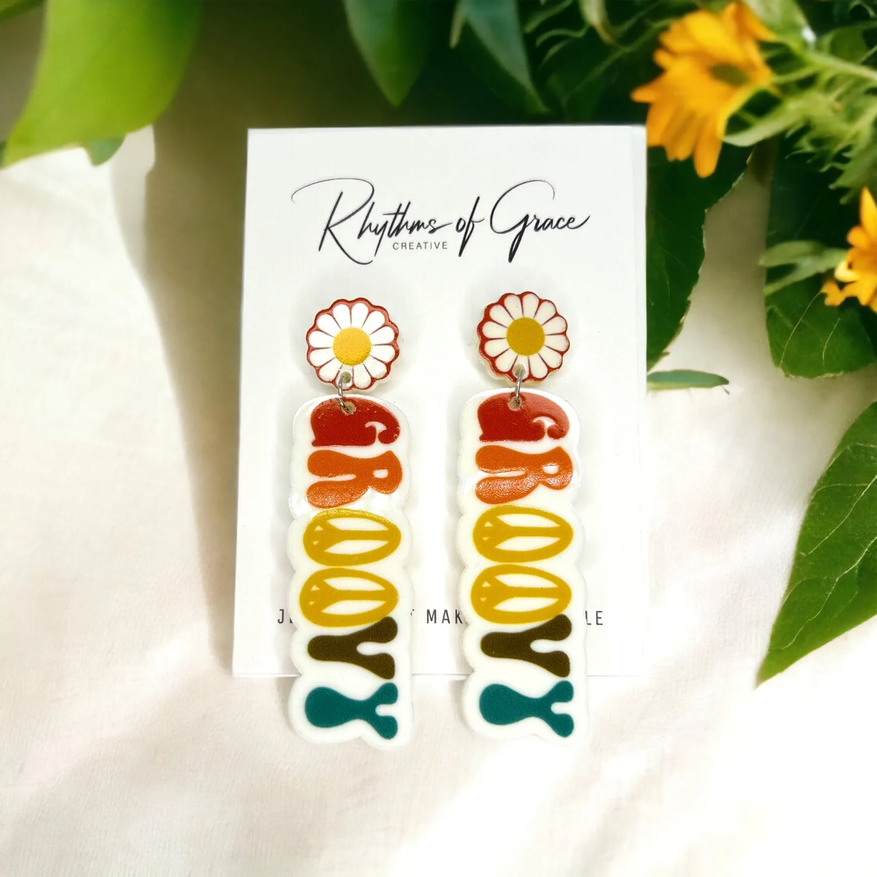 Good Vibes Earrings - Groovy Earrings, Fun Earrings, Peace and Love, Peace Sign, Hippie Earrings