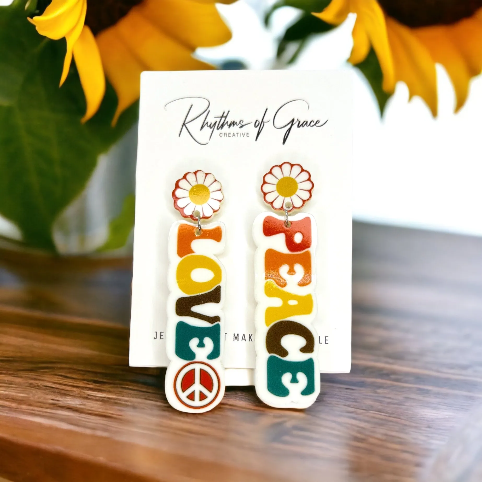 Good Vibes Earrings - Groovy Earrings, Fun Earrings, Peace and Love, Peace Sign, Hippie Earrings