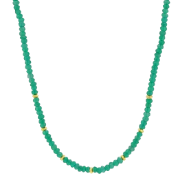 Green Onyx Gold Bead Necklace