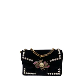 Gucci Velvet Crystal Mini Bee Broadway Shoulder Bag