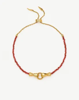 Harris Reed In Good Hands Gemstone Slider Bracelet | 18ct Gold Plated/Red Quartz