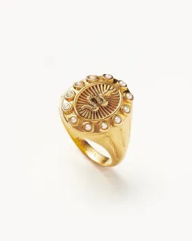 Harris Reed Serpent Pearl Signet Ring |18k Gold Plated/Pearl