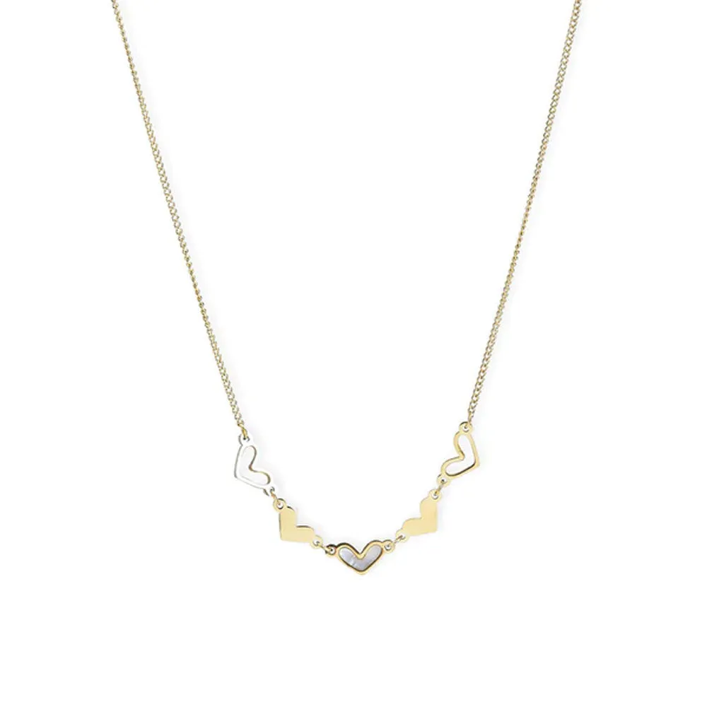 Heart White Pearl Enamel Necklace