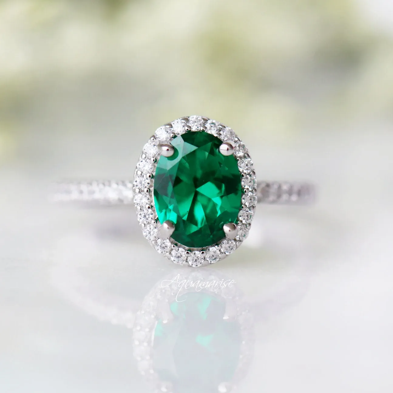 Iris Emerald Ring- Sterling Silver