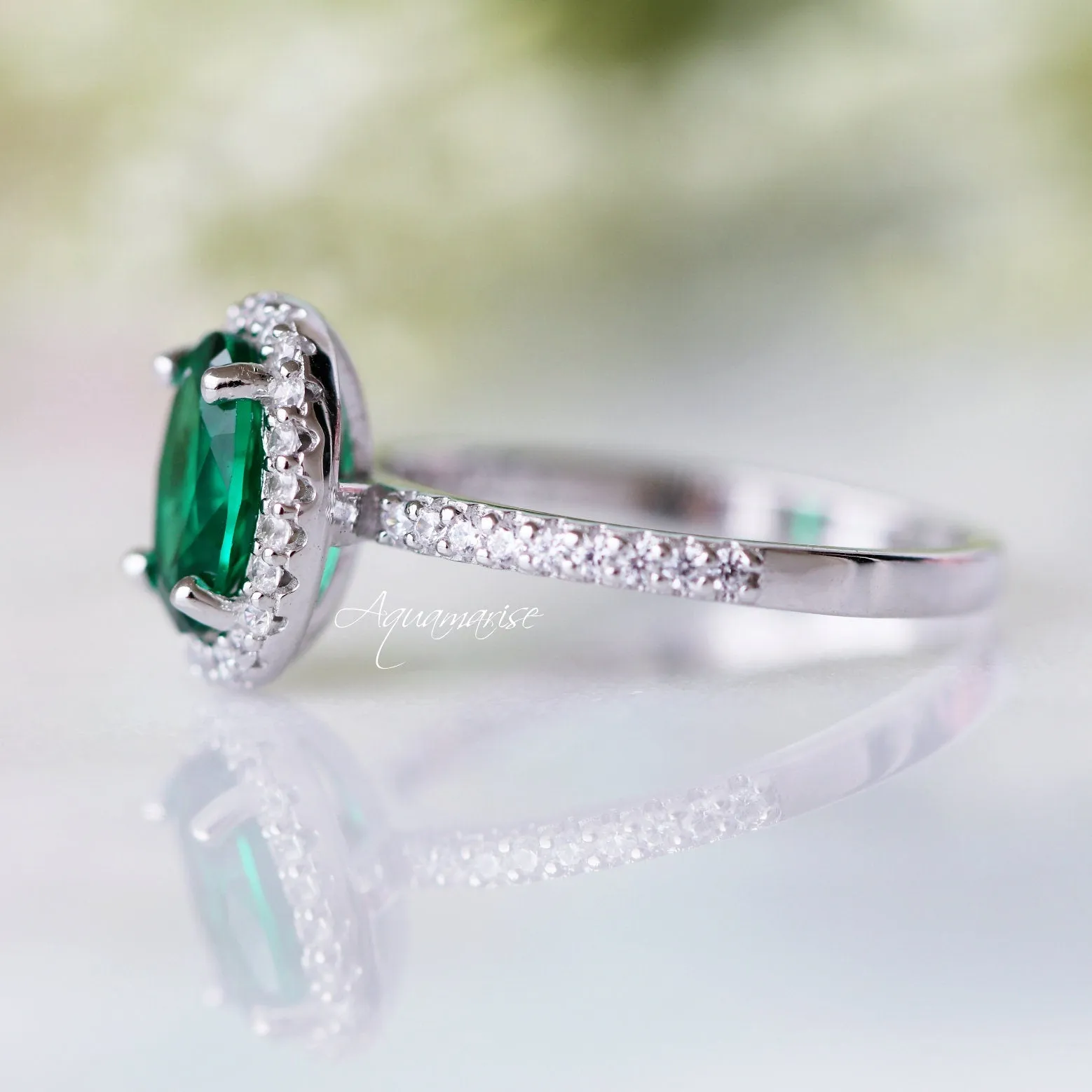 Iris Emerald Ring- Sterling Silver