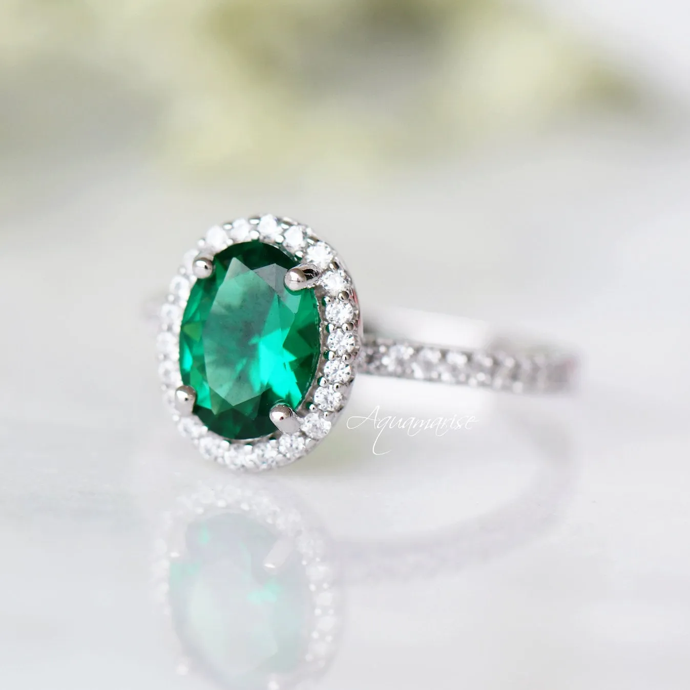 Iris Emerald Ring- Sterling Silver