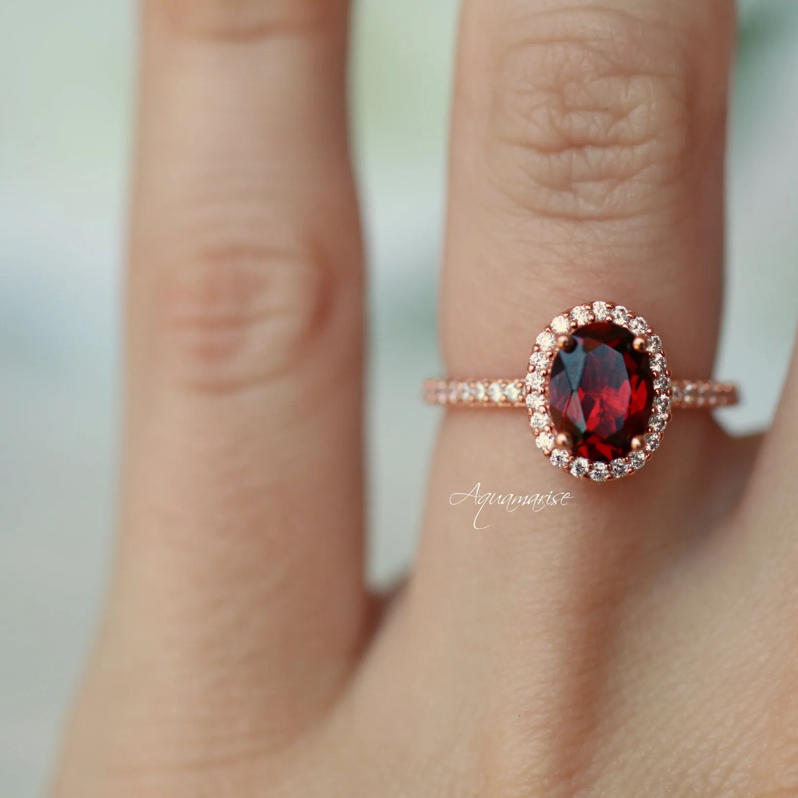 Iris Garnet Ring- 14K Rose Gold Vermeil