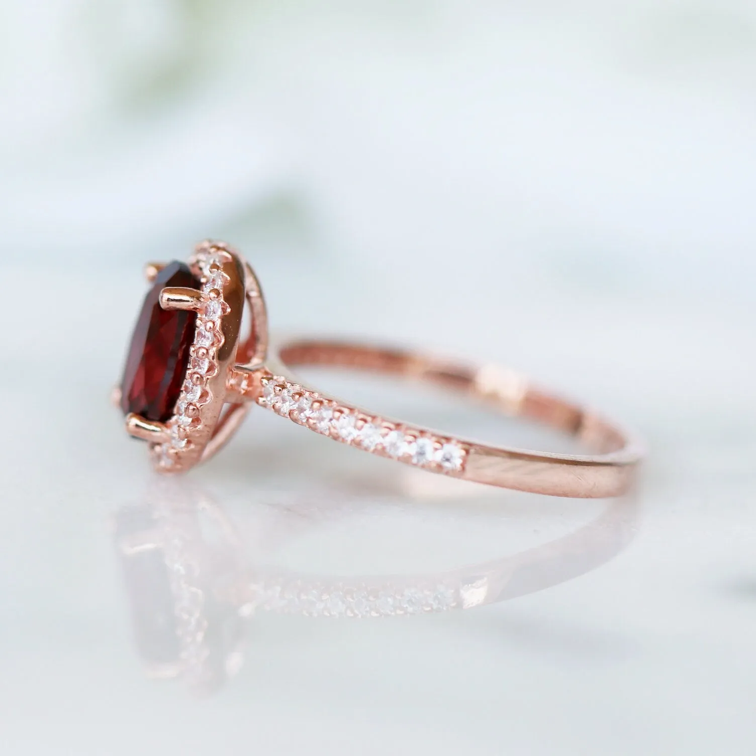 Iris Garnet Ring- 14K Rose Gold Vermeil