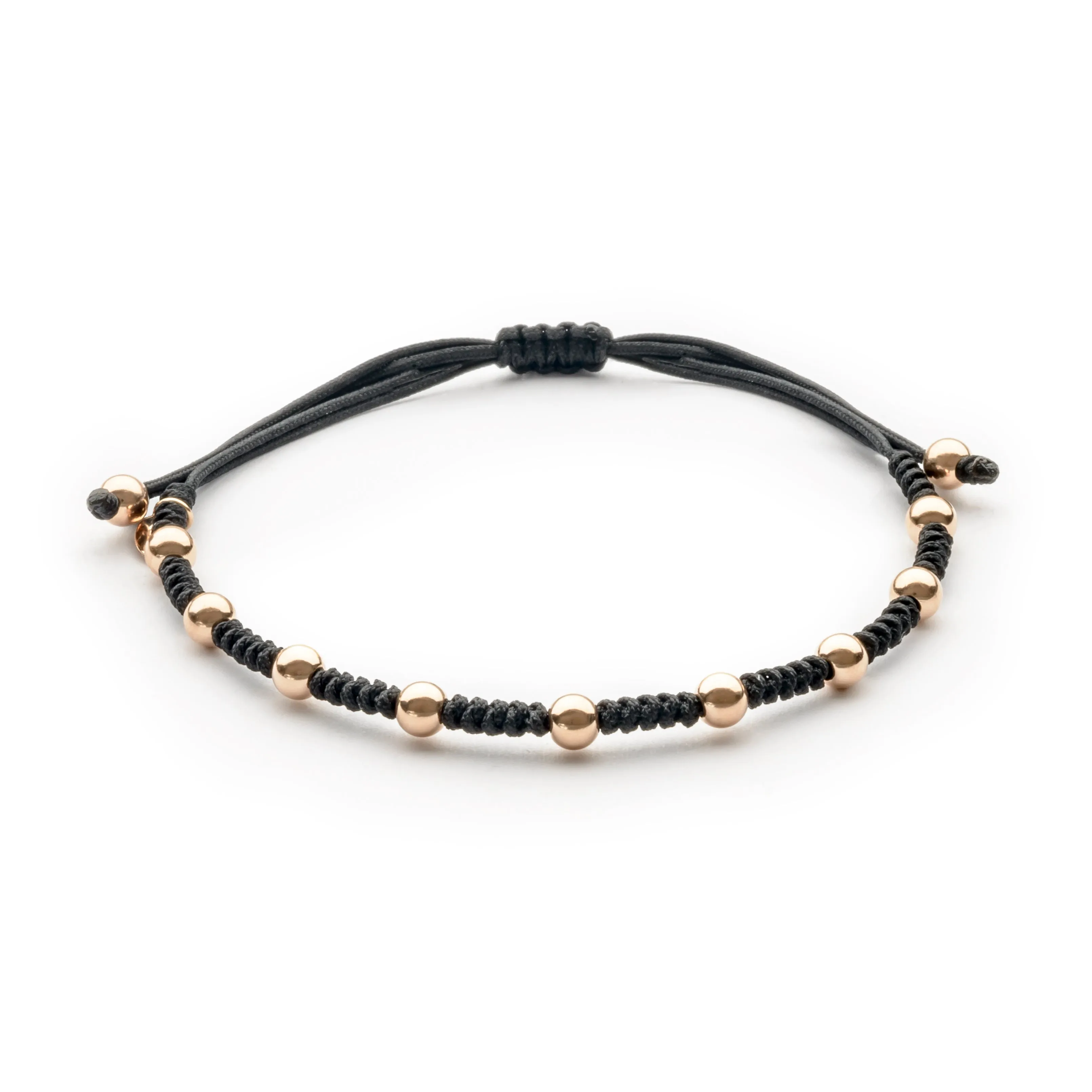 Jaibor Uomo 14K Rose Gold Black Rope Bracelet B9443OP999