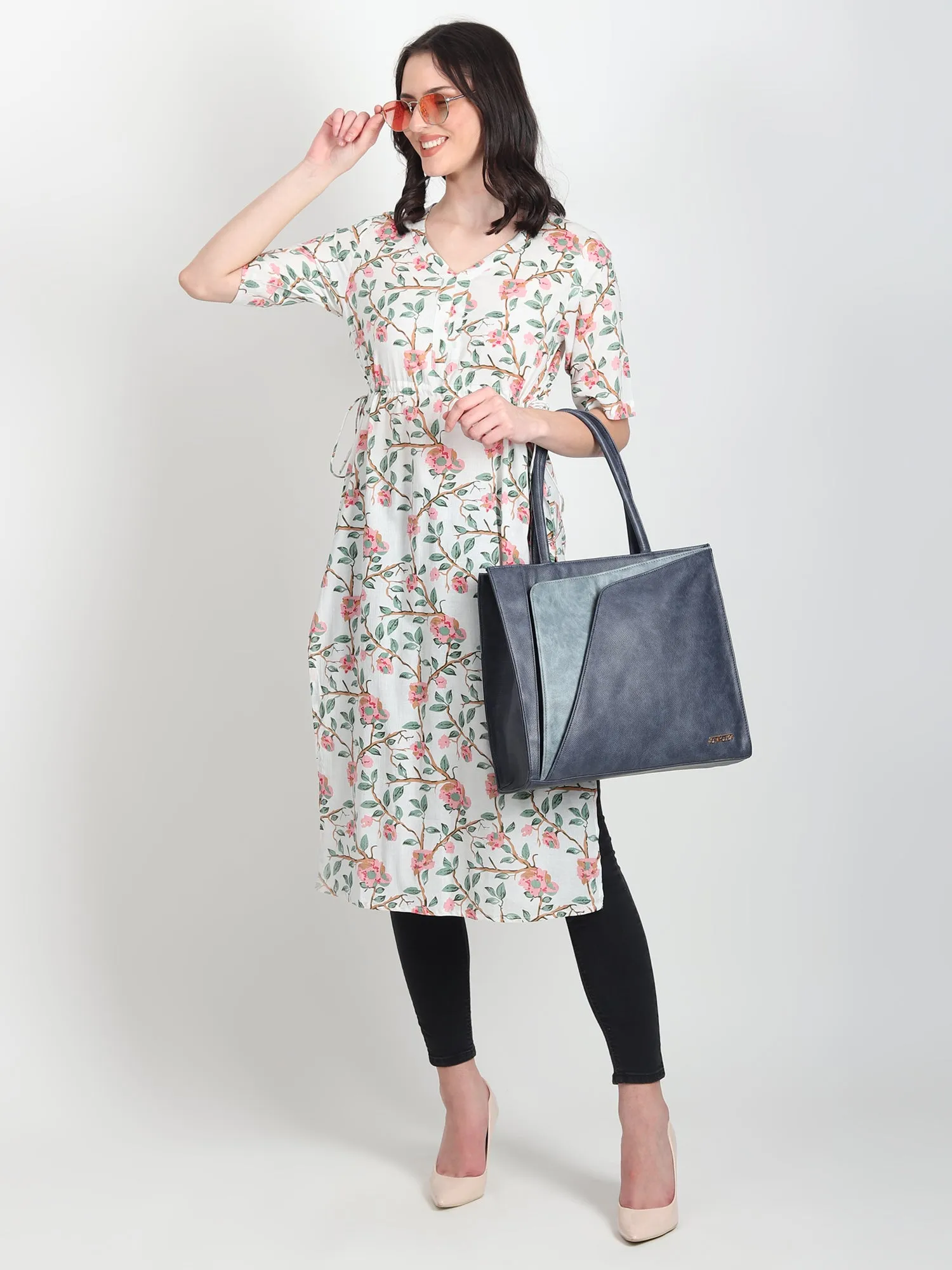 JASPER Hand Block Printed Straight Kurti Floral Motifs