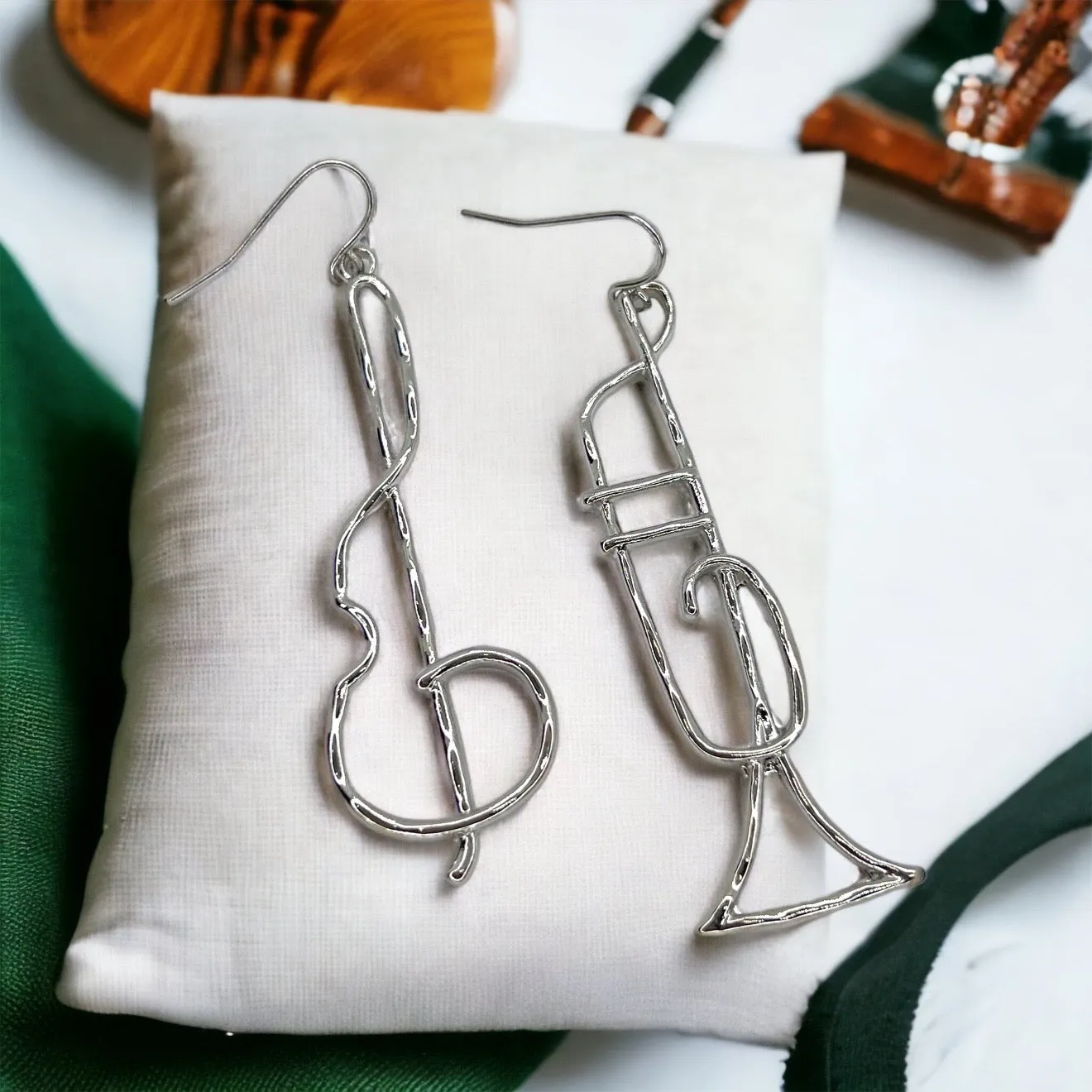 Jazz Fest Earrings - Handmade Earrings, Jazz Musician, Music Earrings, Trumpet Earrings, Music Concert, Jazz Earrings, Handmade Jewelry