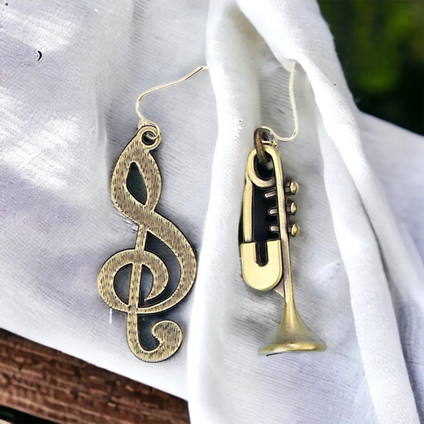 Jazz Fest Earrings - Handmade Earrings, Jazz Musician, Music Earrings, Trumpet Earrings, Music Concert, Jazz Earrings, Handmade Jewelry