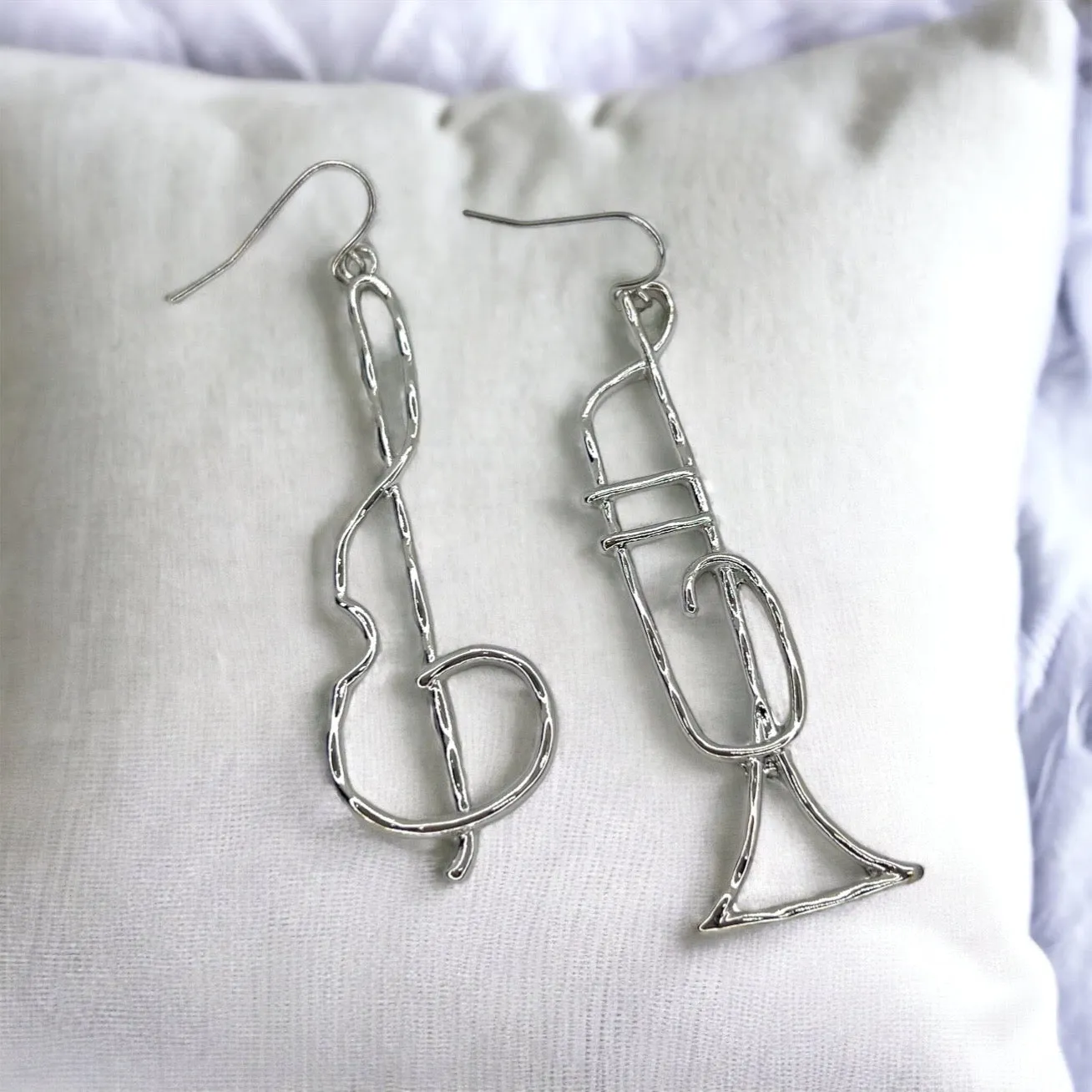 Jazz Fest Earrings - Handmade Earrings, Jazz Musician, Music Earrings, Trumpet Earrings, Music Concert, Jazz Earrings, Handmade Jewelry