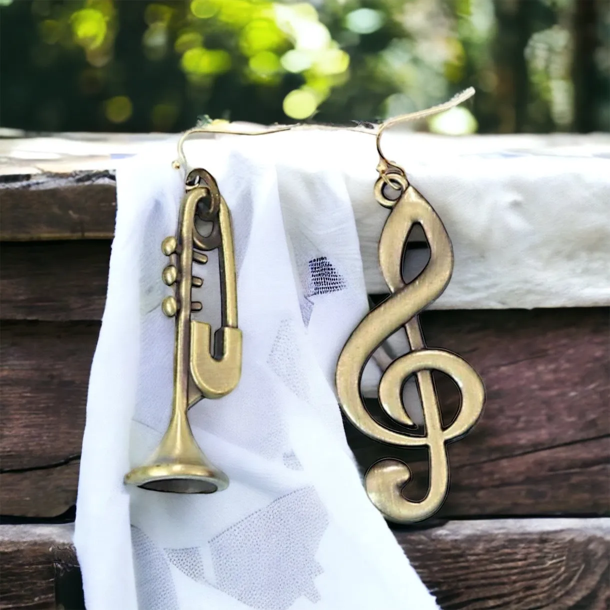 Jazz Fest Earrings - Handmade Earrings, Jazz Musician, Music Earrings, Trumpet Earrings, Music Concert, Jazz Earrings, Handmade Jewelry