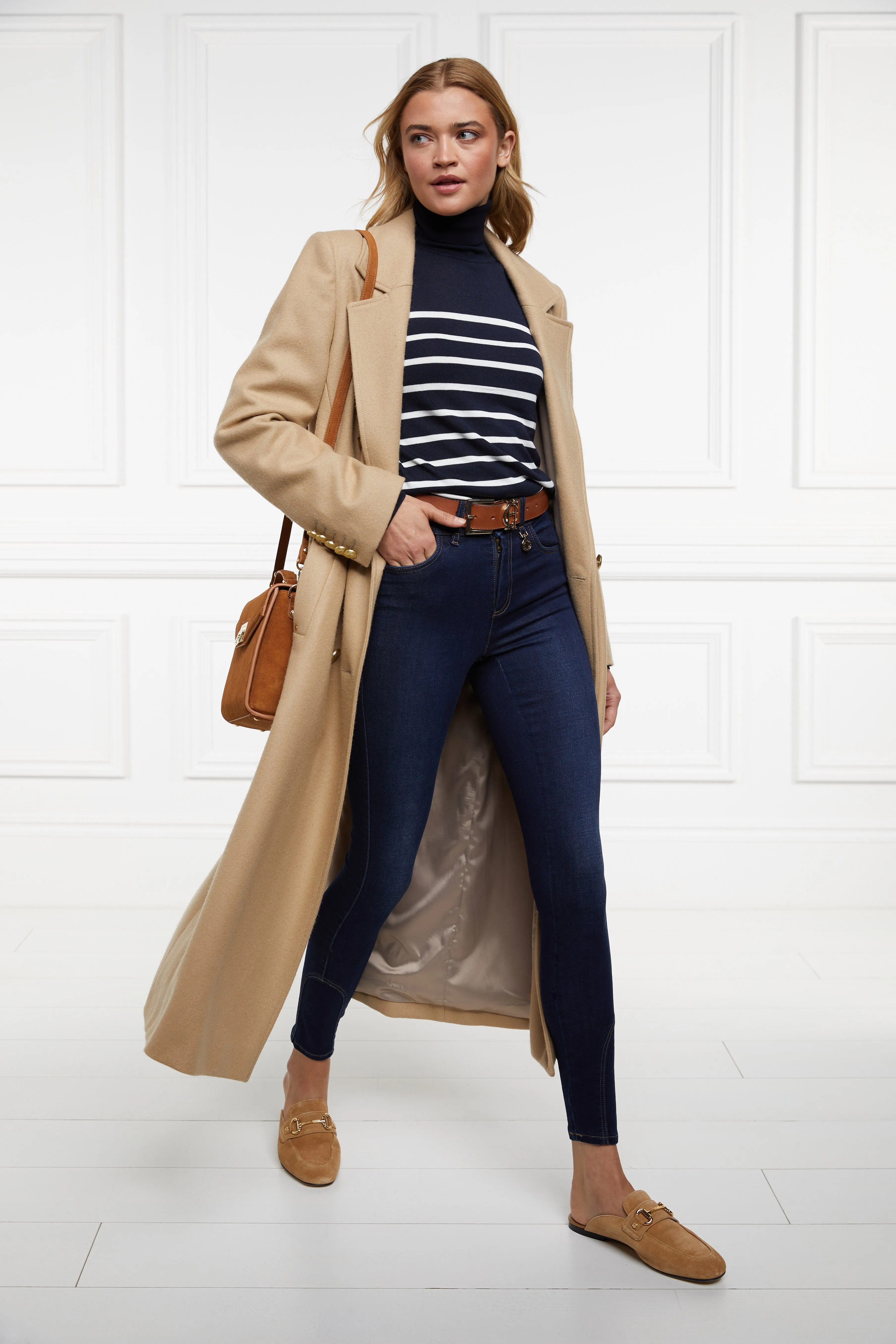 Kelsie Roll Neck Knit (Ink Navy Natural Stripe)