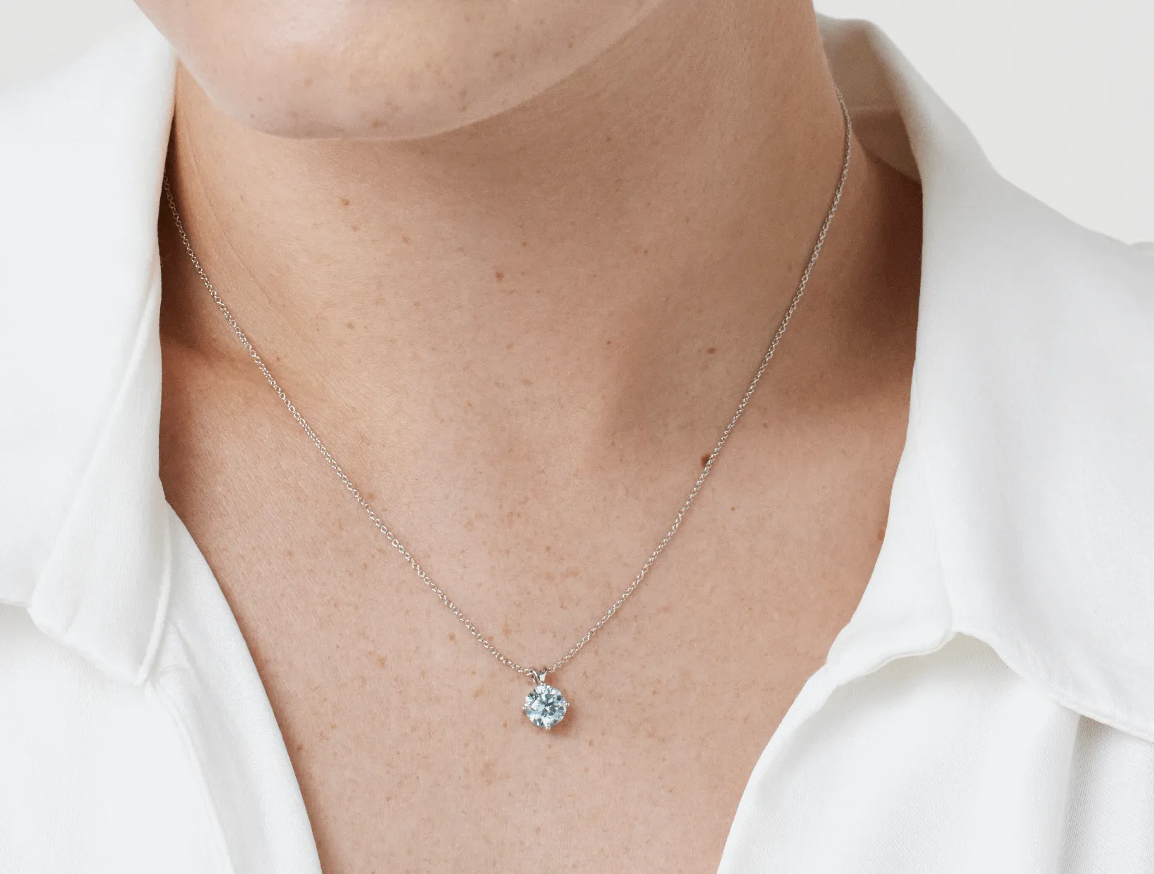 Lab-Grown Diamond 1ct. Round Brilliant Solitaire Pendant | Blue