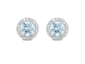 Lab-Grown Diamond 2ct. tw. Halo 14k Gold Earrings | Blue