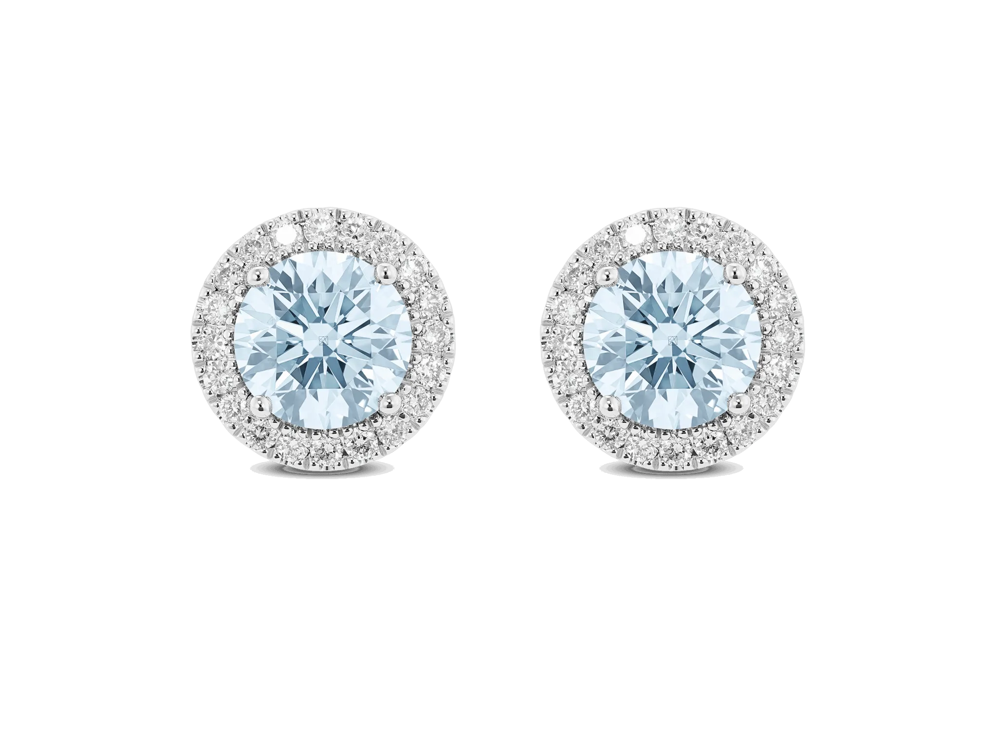 Lab-Grown Diamond 2ct. tw. Halo 14k Gold Earrings | Blue