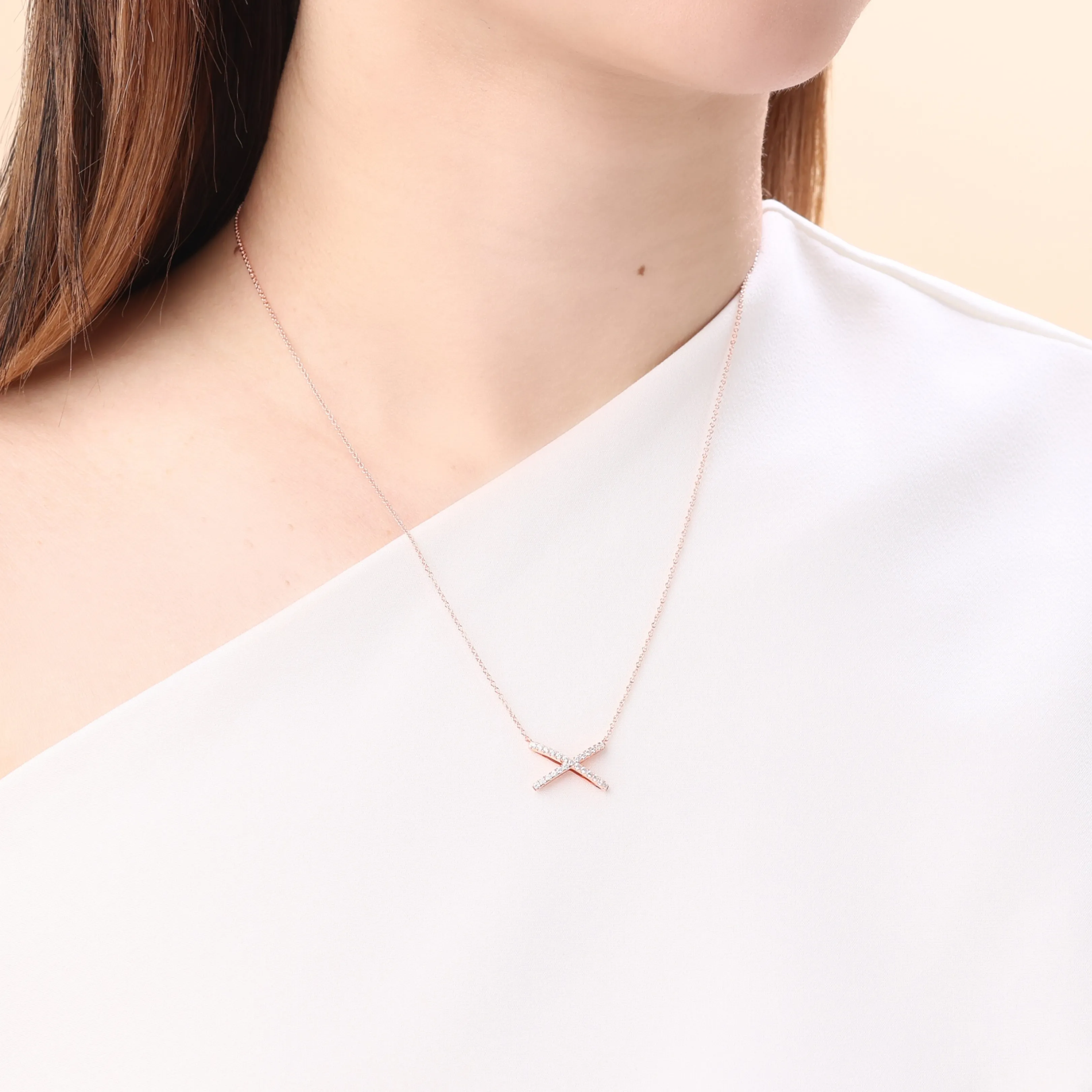 LARGE X-SHAPED CROSS DIAMOND NECKLACE