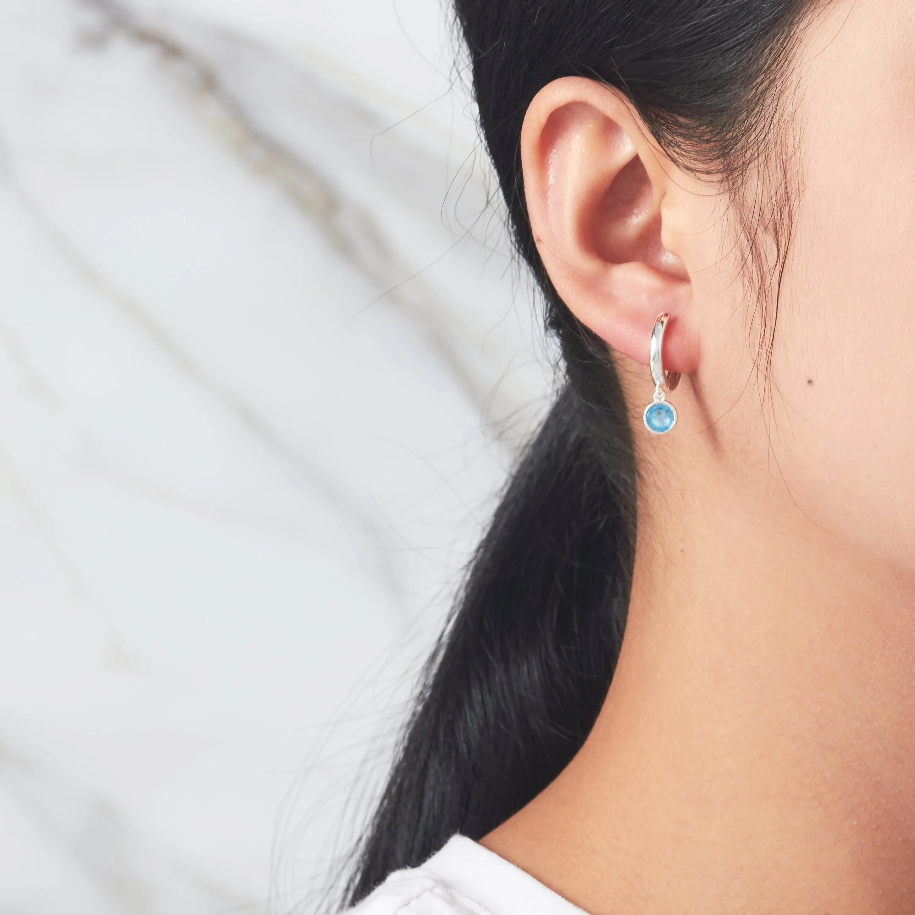 Light Blue Crystal Hoop Earrings Created with Zircondia® Crystals