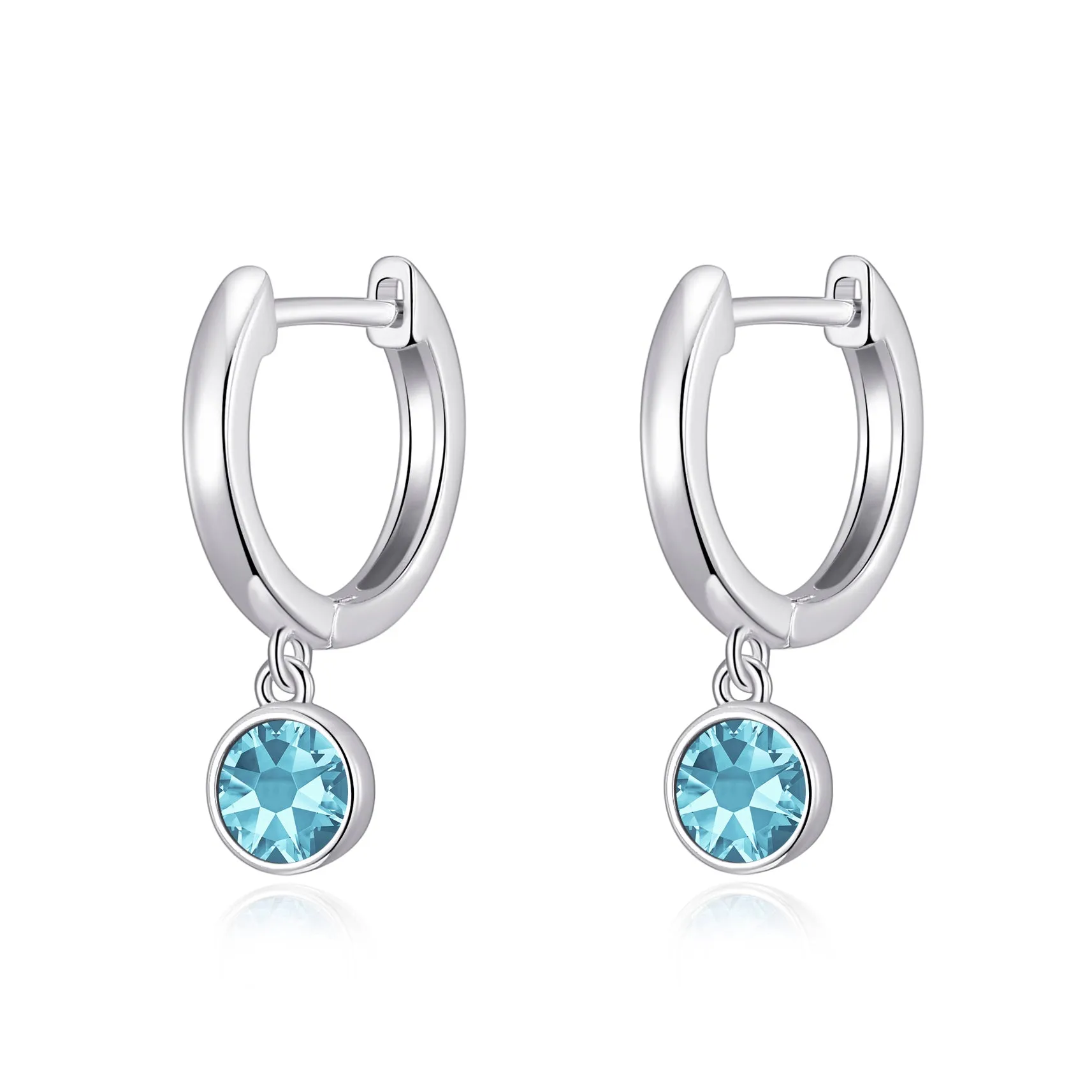 Light Blue Crystal Hoop Earrings Created with Zircondia® Crystals