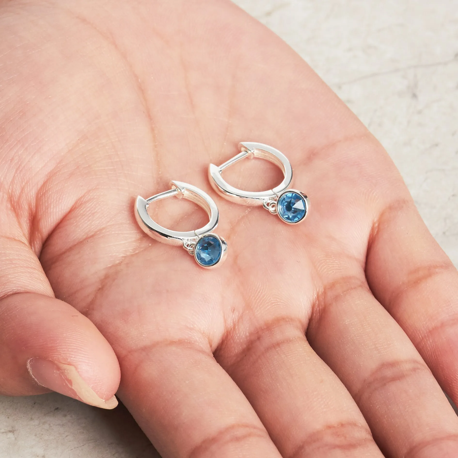 Light Blue Crystal Hoop Earrings Created with Zircondia® Crystals