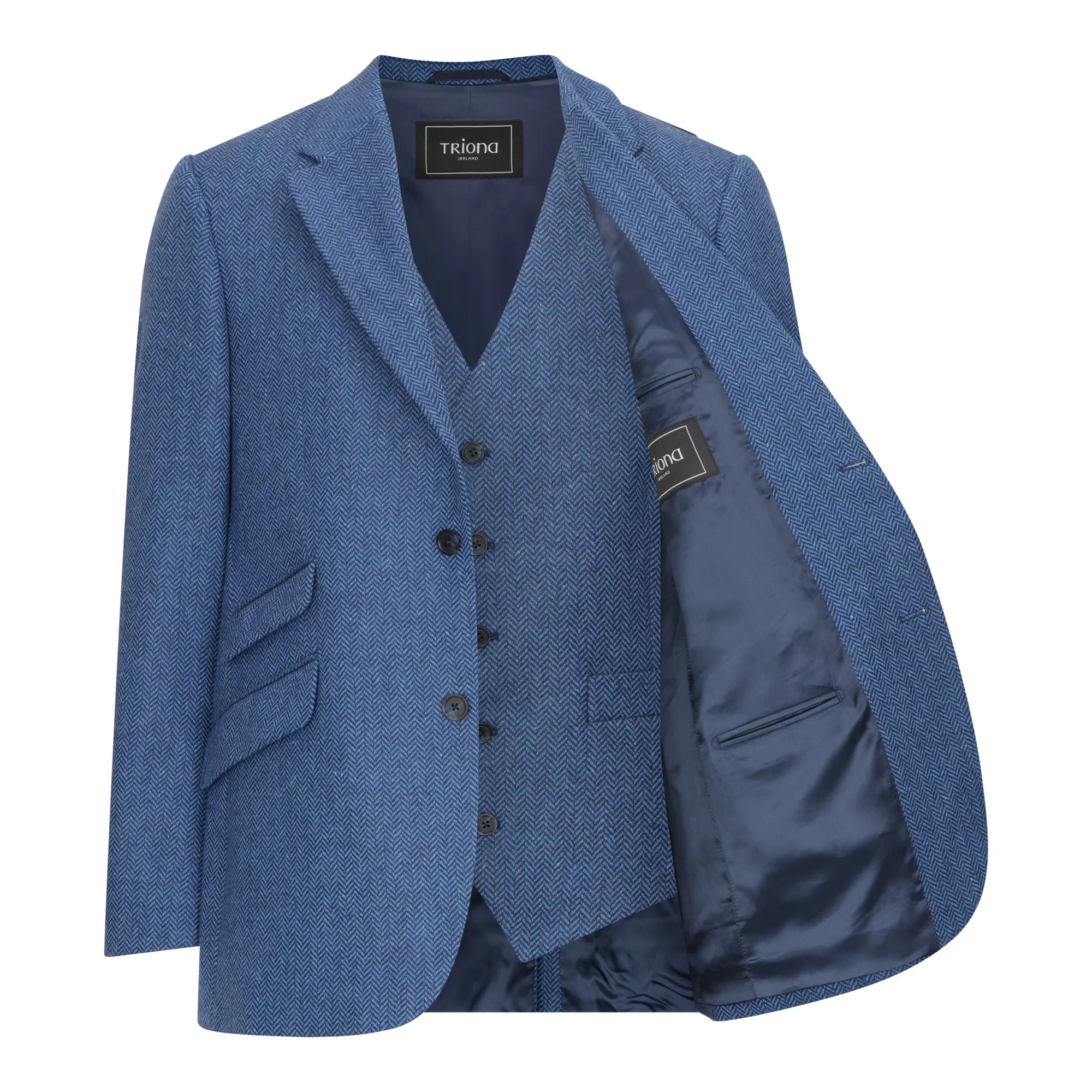 Light Blue Herringbone James Classic Gents Tweed Jacket