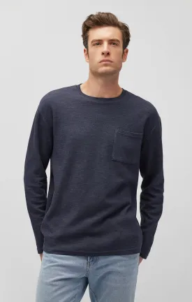 LONG SLEEVE POCKET T-SHIRT IN COLLEGIATE BLUE