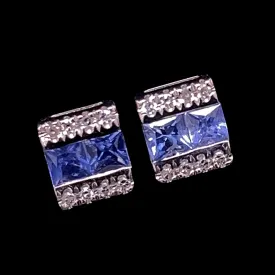 #LVNA2024 | Blue Sapphire Bar Stud Diamond Earrings 14kt