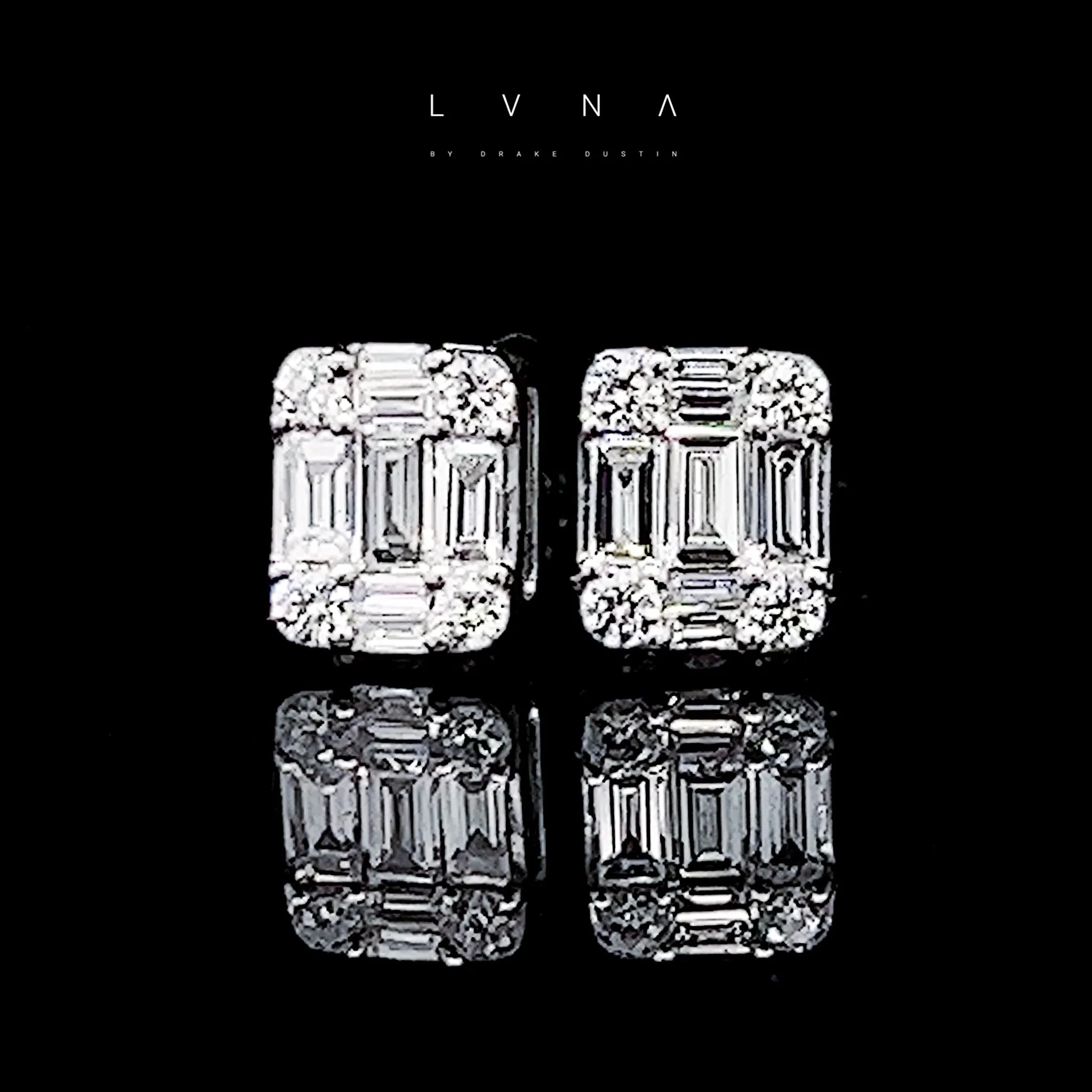 #LVNA2024 | Classic Invisible Setting Classic Emerald Stud Diamond Earrings 18kt