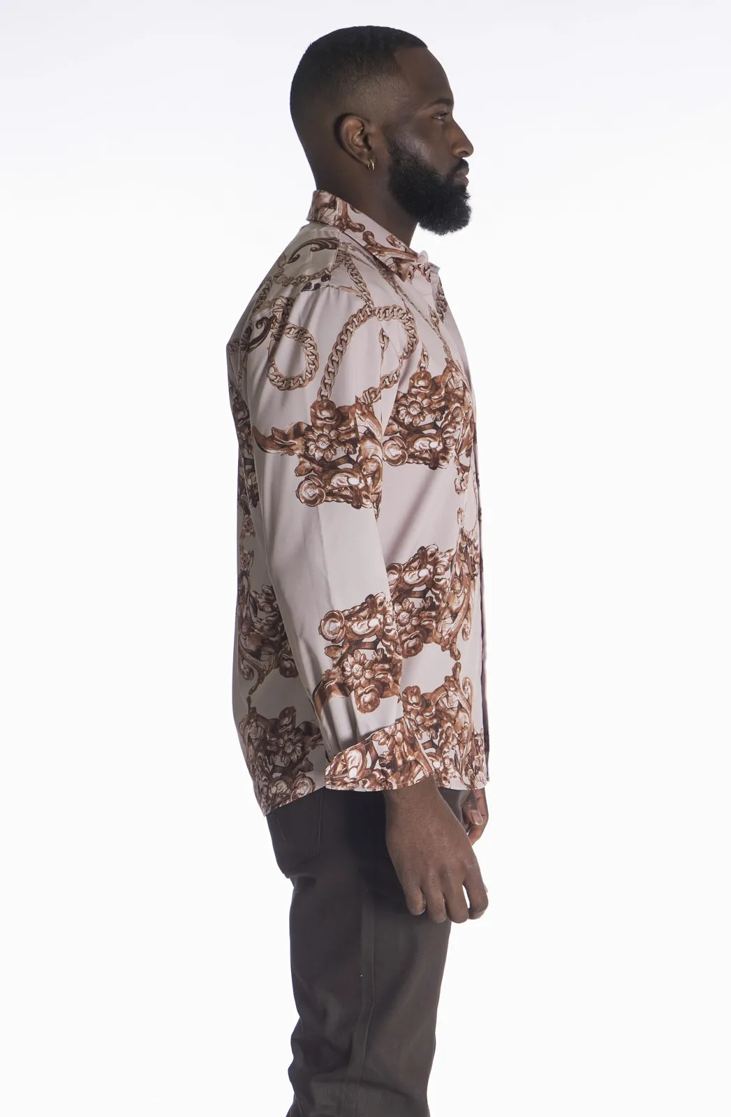 M1828 Accardo Printed Shirt - Natural