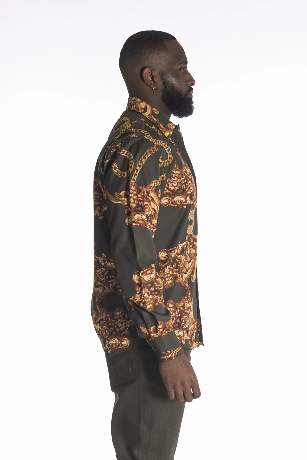 M1828 Accardo Printed Shirt - Olive