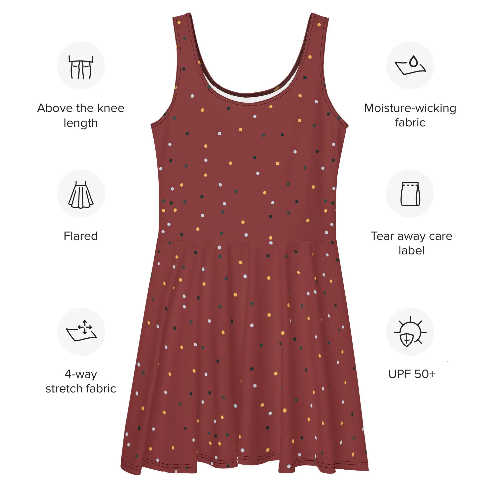 Maroon and Gold Polka Dot Tank Top Skater Circle Dress