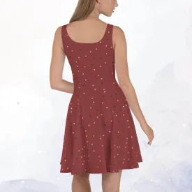 Maroon and Gold Polka Dot Tank Top Skater Circle Dress