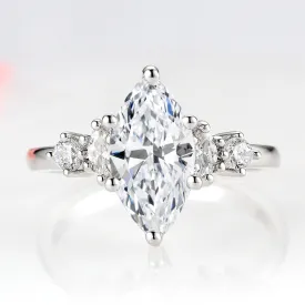 Marquise Cut Engagement Ring- 14K White Gold