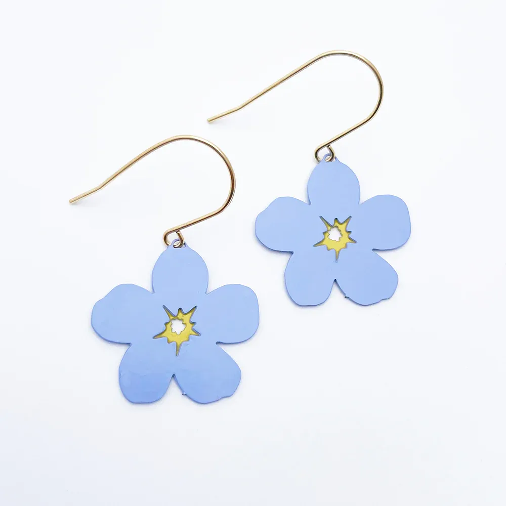 Mini Forget Me Not Earrings - Blue & Yellow