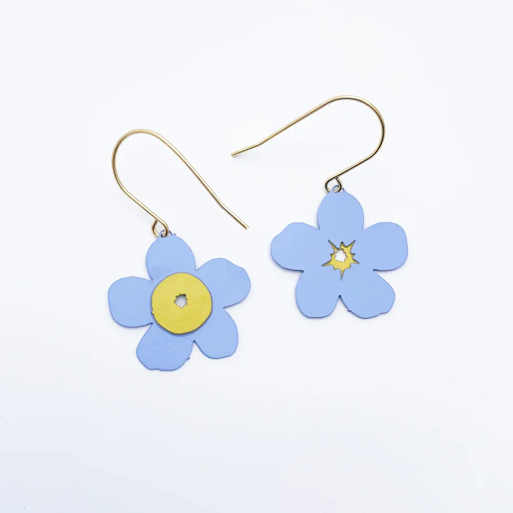 Mini Forget Me Not Earrings - Blue & Yellow