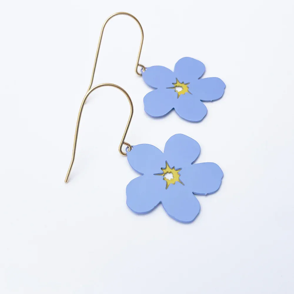 Mini Forget Me Not Earrings - Blue & Yellow