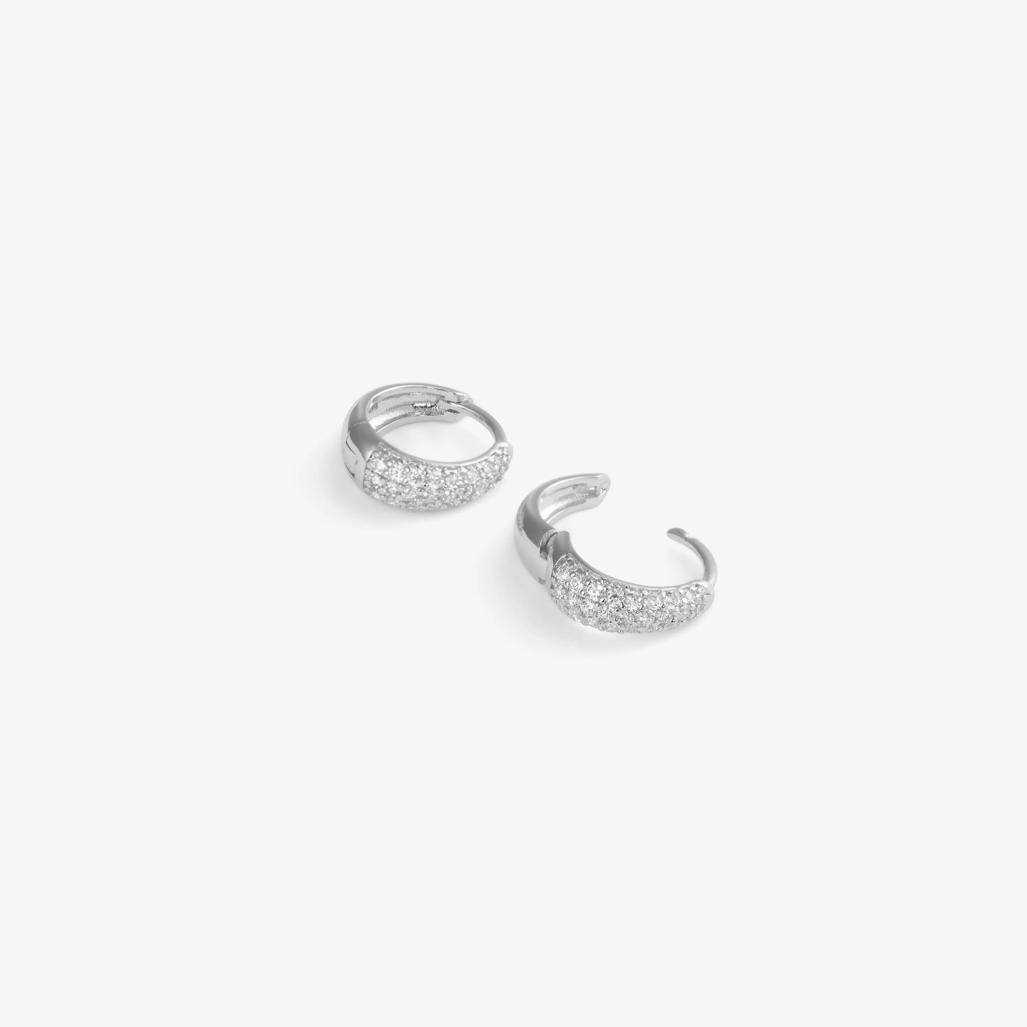 MINI PAVÉ EARRINGS Silver